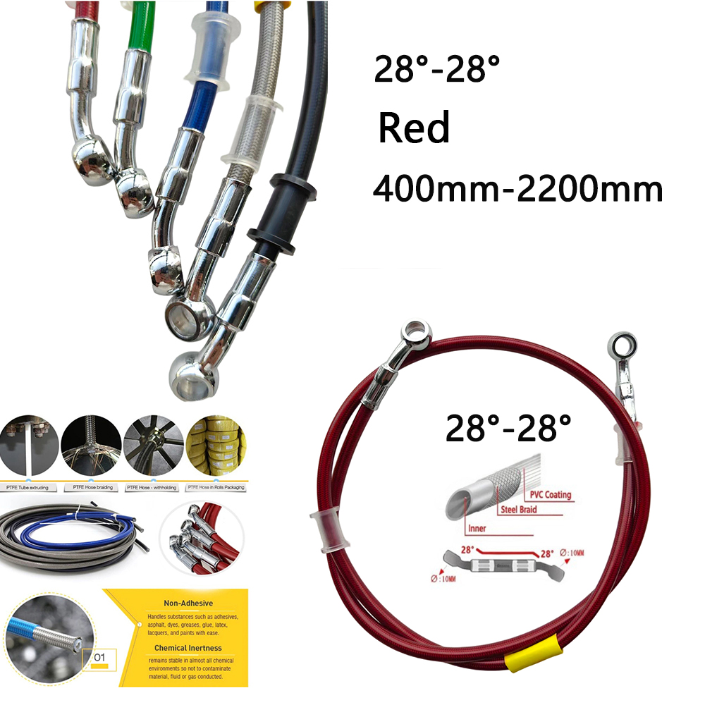 Brake Line Motorcycle - 28-28 レッドユニバーサルオートバイ油圧ブレーキライン鋼編組ホースオイルパイプ 400-2200 ミリメートルスズキヤマハカワサキ用