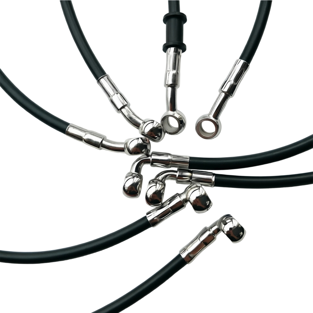 ブラック28 ° -90 °   度付き油圧ブレーキホース編 - Brake Line Motorcycle のレビューと価格