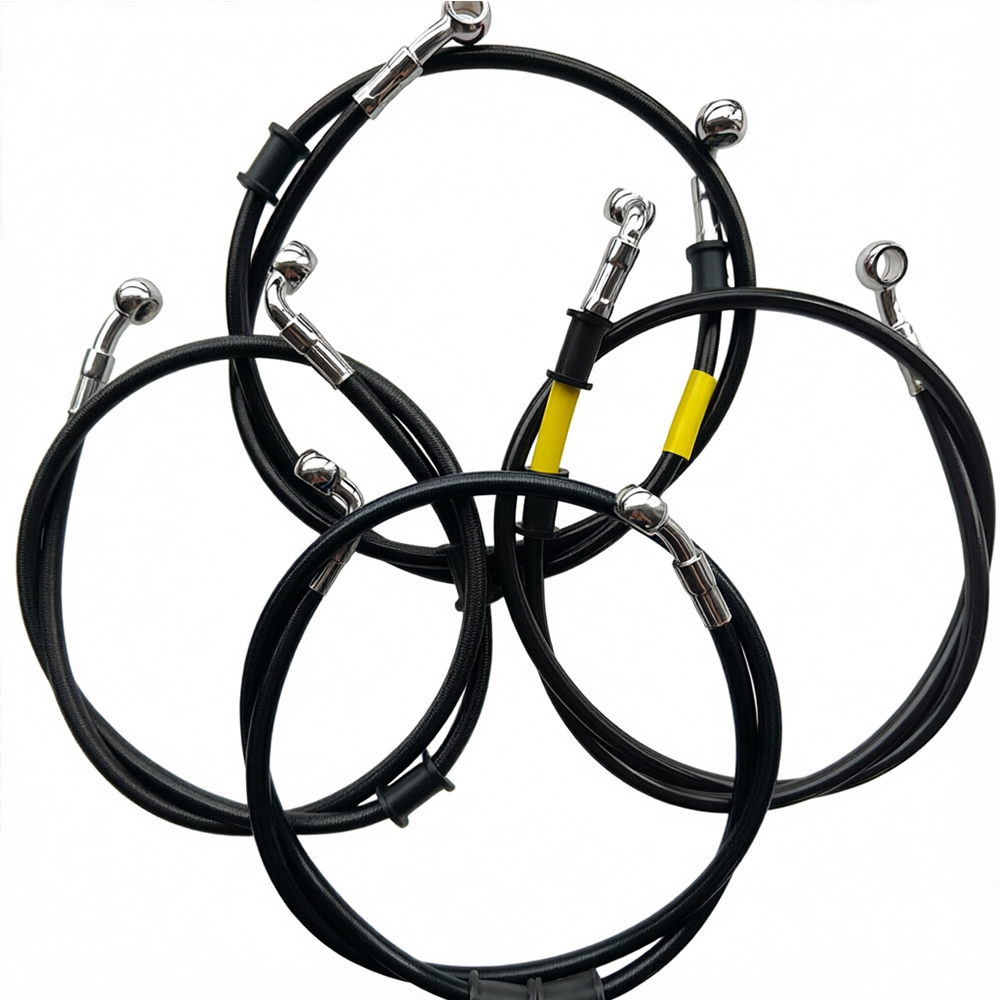 ブラック28 ° -90 °   度付き油圧ブレーキホース編 - Brake Line Motorcycle のレビューと価格